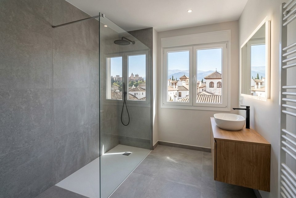 Después de la reforma de baño con ducha enrasada en Granada