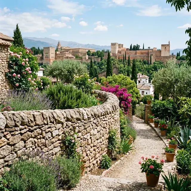 Barbacoa de obra con encimera construida en el porche de una vivienda de Granada